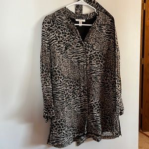 Animal print long sleeve button down shirt
